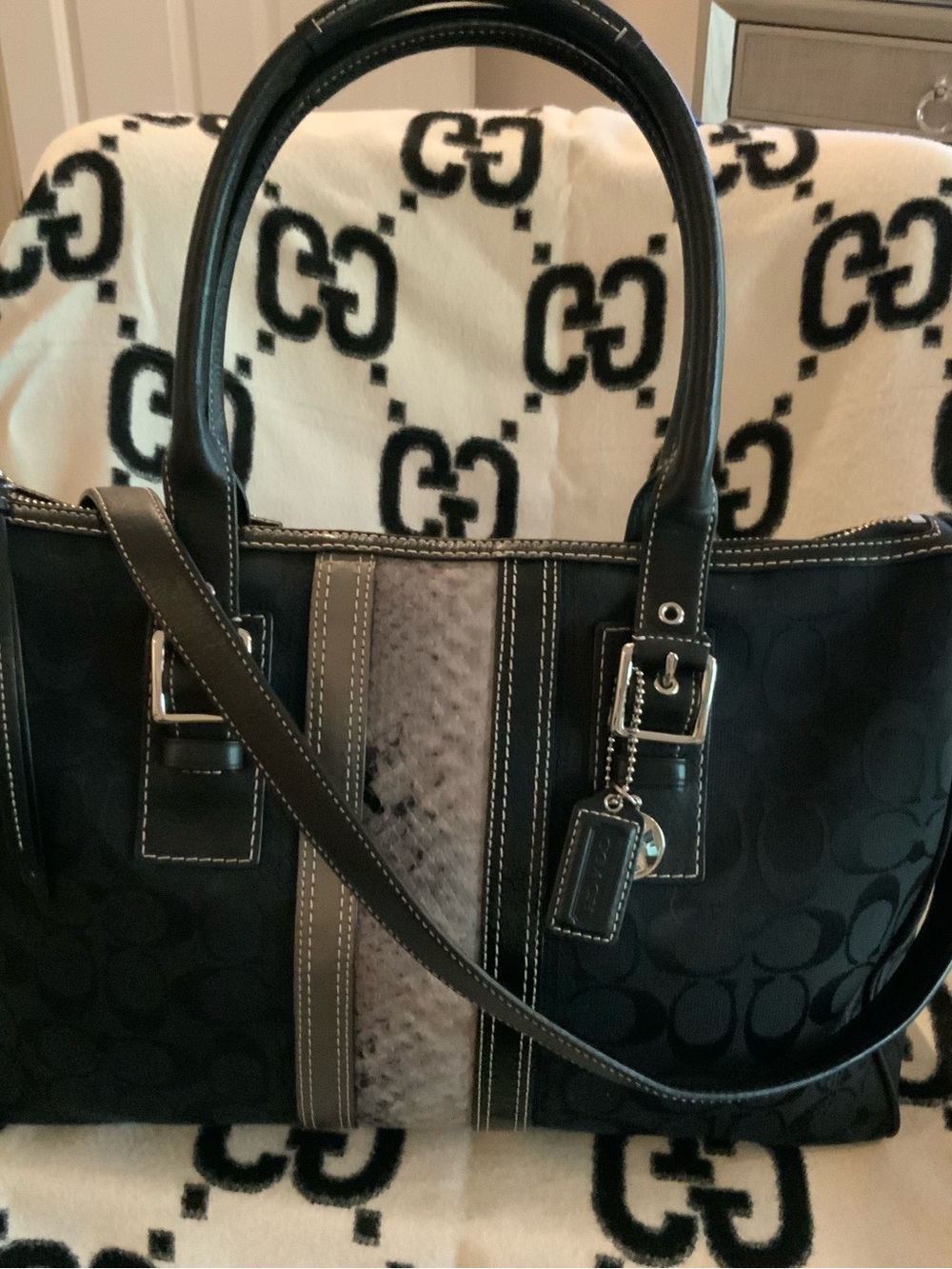 Coach Black Signature Handbag Purse